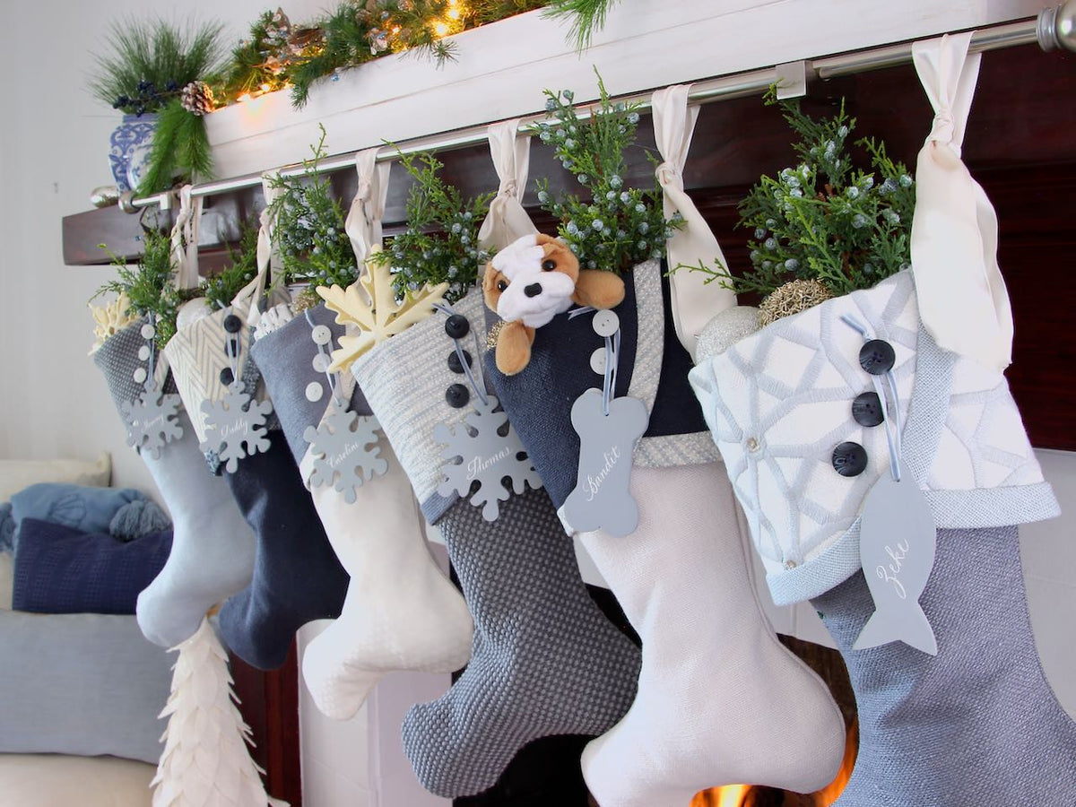 Curated Christmas Stocking Set - Navy and White