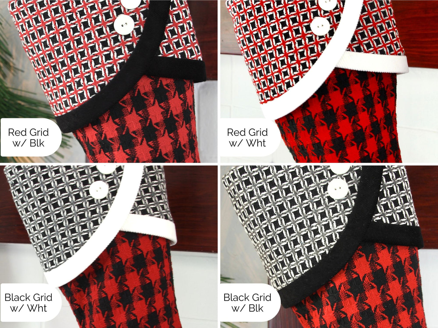 Red, Black & White Christmas Stockings — It's a Jolly Jubilee -- Stockings in Santa's Favorite Colors -- Shipping Included!