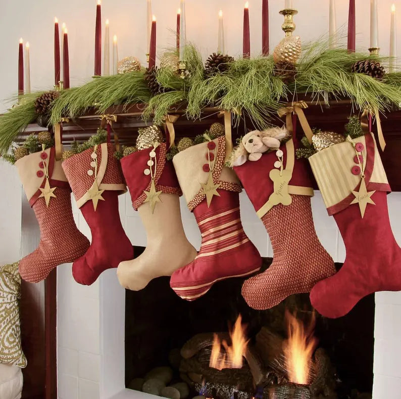 Crimson & Gold Christmas Stockings