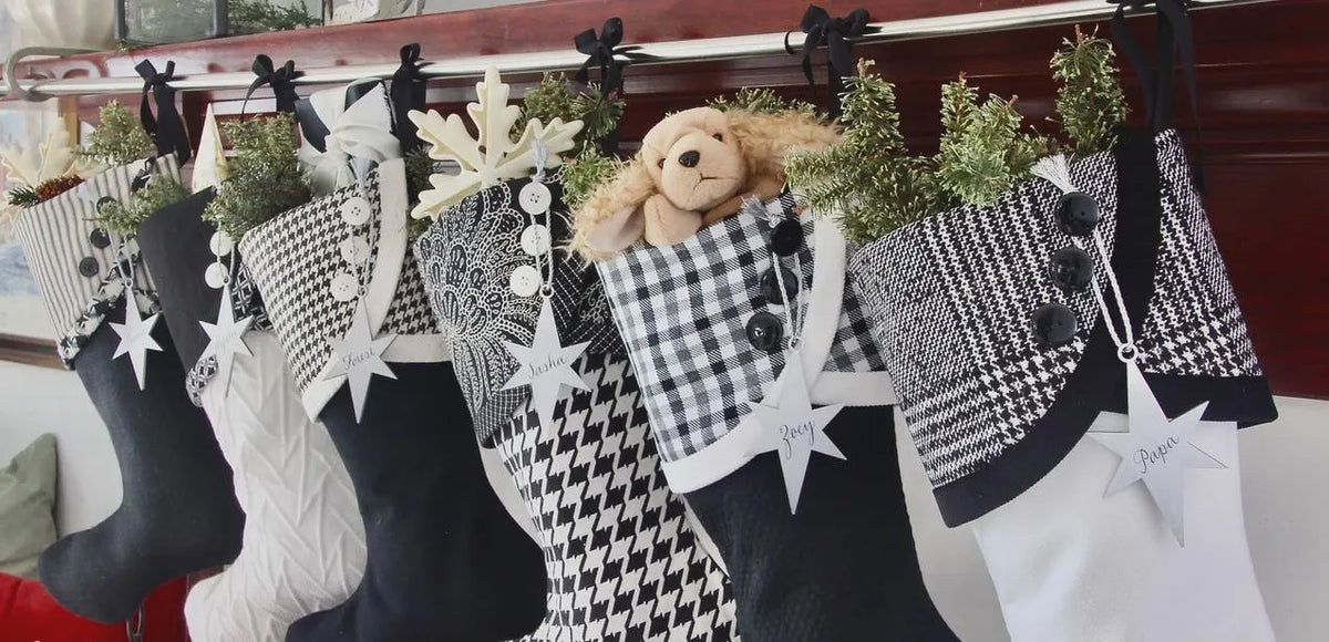 Black and White Modern Christmas Stockings