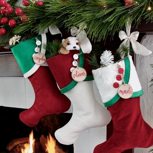 White Stocking Green Cuff | Festive Traditional | Handmade Christmas Stocking