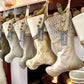 Moss Green, Silver, Gold and Taupe Christmas Stockings — Traditional, Unique, Modern Christmas Stockings --  Shipping Included!