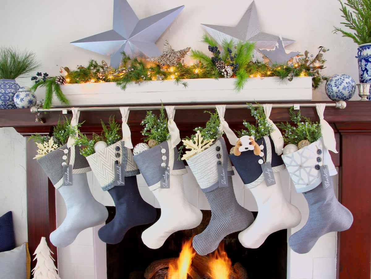 Curated Christmas Stocking Set - Navy and White