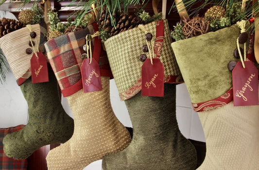 Curated Christmas Stocking Set - Deep Green and Rich Red