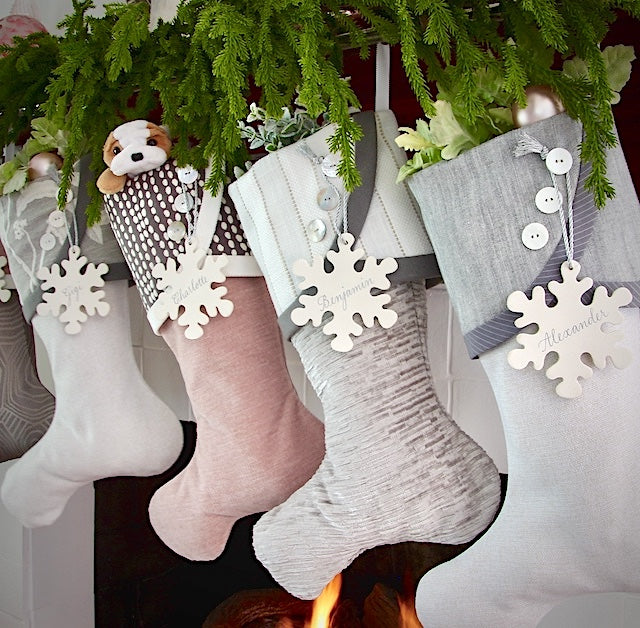 Grey and White Christmas Stockings With A Blushing Twist -- Shipping Included!