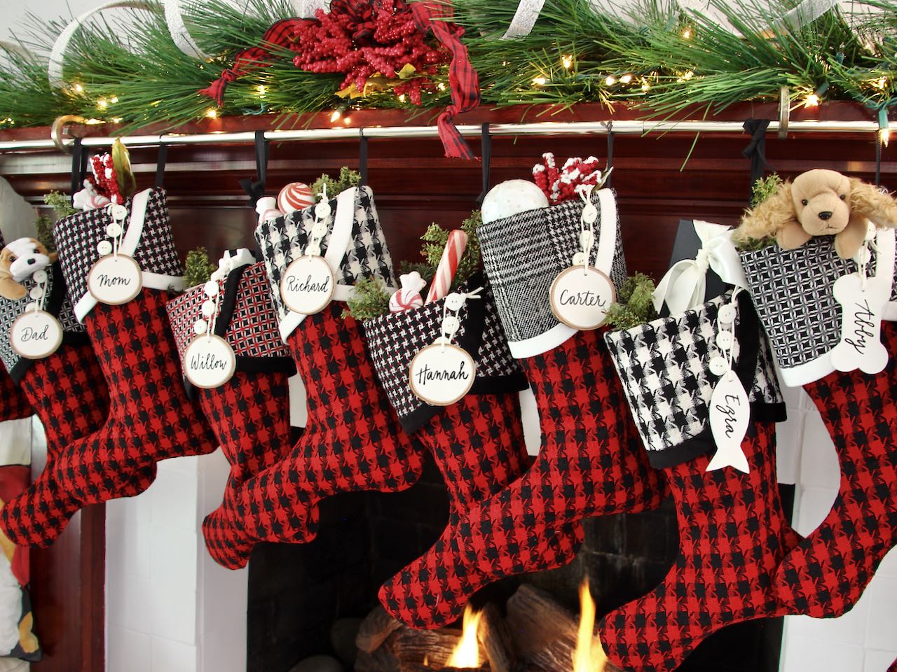 Red, Black & White Christmas Stockings — It's a Jolly Jubilee -- Stockings in Santa's Favorite Colors --  Shipping Included!
