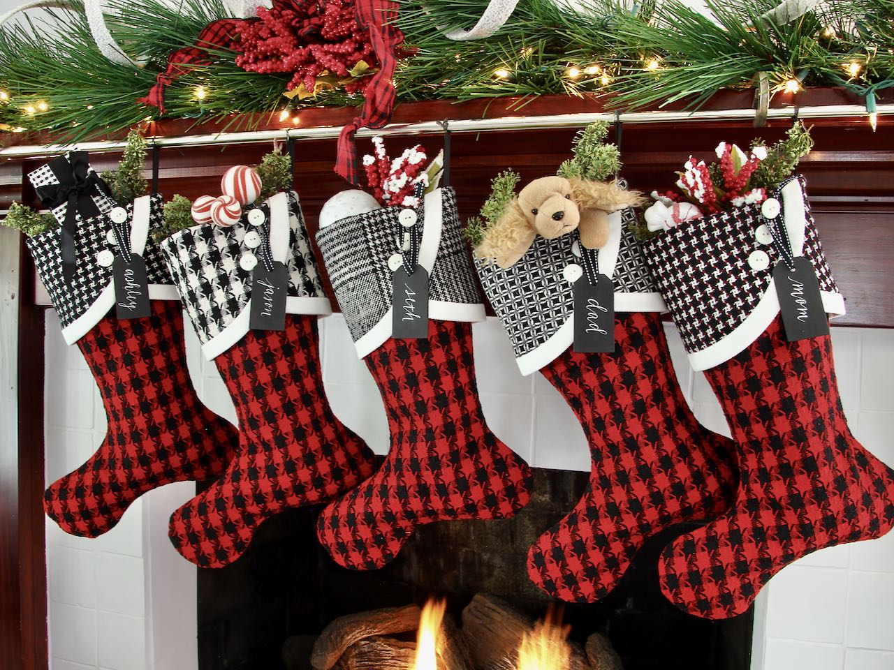 Red, Black & White Christmas Stockings — It's a Jolly Jubilee -- Stockings in Santa's Favorite Colors --  Shipping Included!