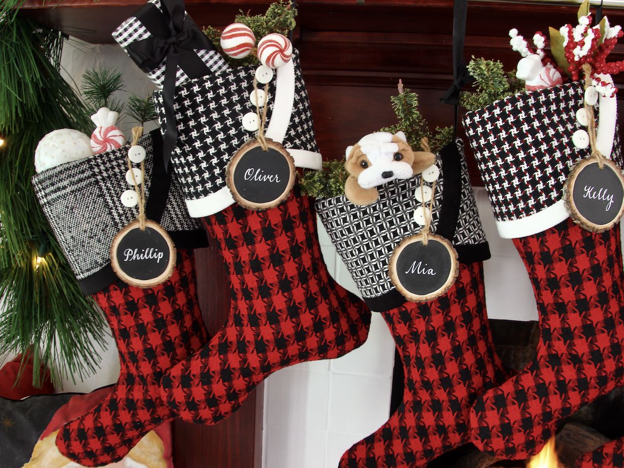 Red, Black & White Christmas Stockings — It's a Jolly Jubilee -- Stockings in Santa's Favorite Colors --  Shipping Included!