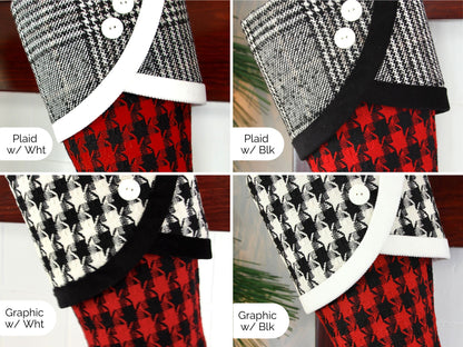 Red, Black & White Christmas Stockings — It's a Jolly Jubilee -- Stockings in Santa's Favorite Colors --  Shipping Included!