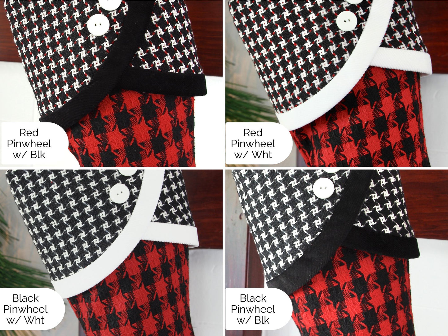 Red, Black & White Christmas Stockings — It's a Jolly Jubilee -- Stockings in Santa's Favorite Colors --  Shipping Included!