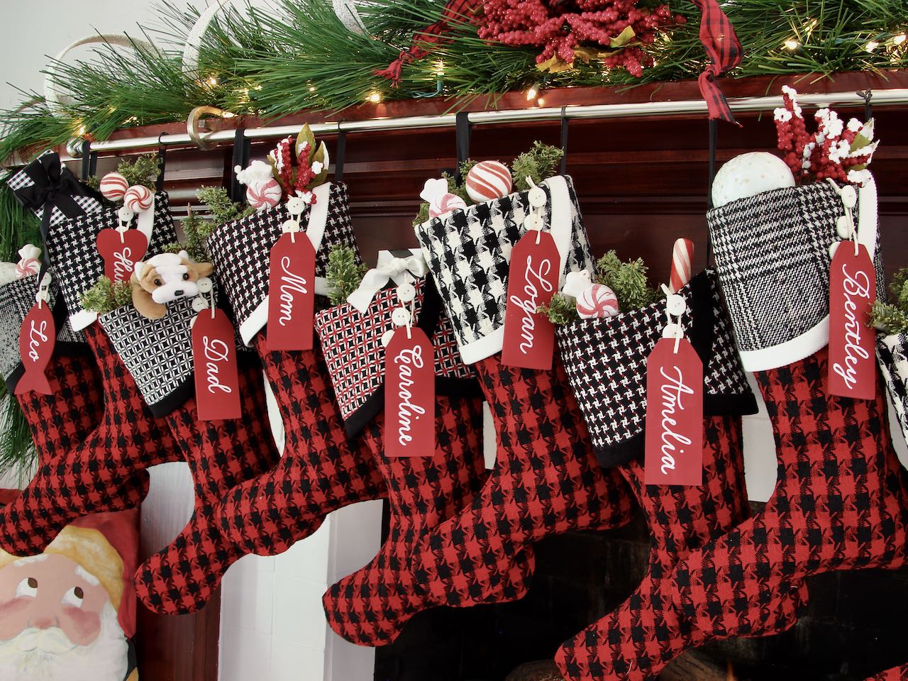 Red, Black & White Christmas Stockings — It's a Jolly Jubilee -- Stockings in Santa's Favorite Colors --  Shipping Included!