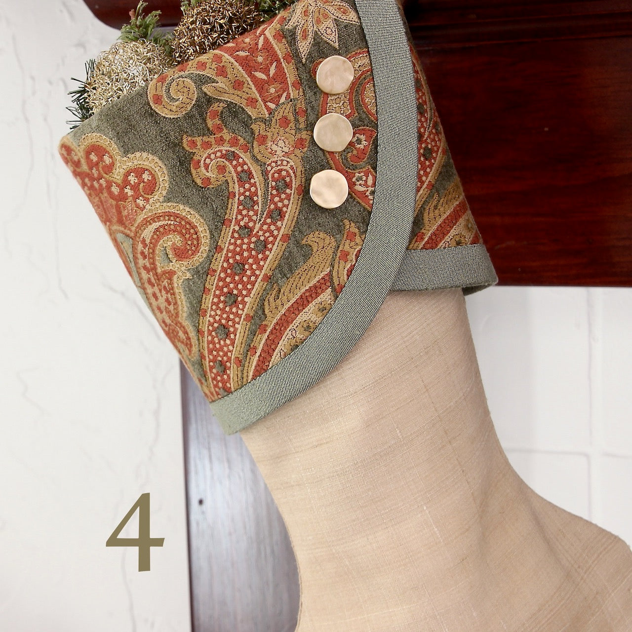Sage Green and Rose Gold Christmas Stockings — Premium, LIMITED EDITION -- Shipping Included!