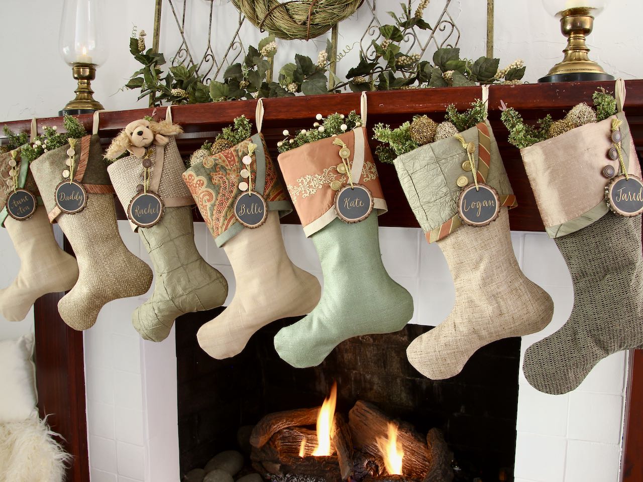 Sage Green and Rose Gold Christmas Stockings — Premium, LIMITED EDITION -- Shipping Included!