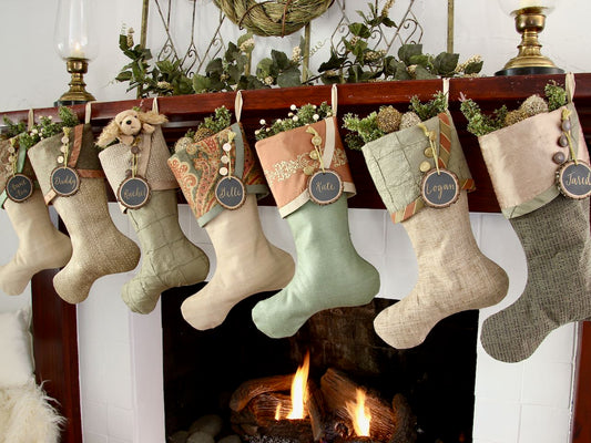 Sage Green and Rose Gold Christmas Stockings — Premium, LIMITED EDITION -- Shipping Included!