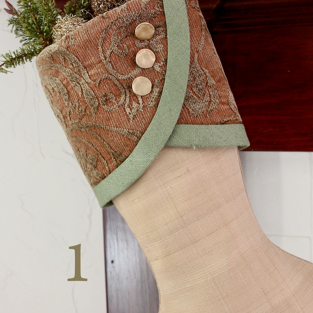 Sage Green and Rose Gold Christmas Stockings — Premium, LIMITED EDITION -- Shipping Included!
