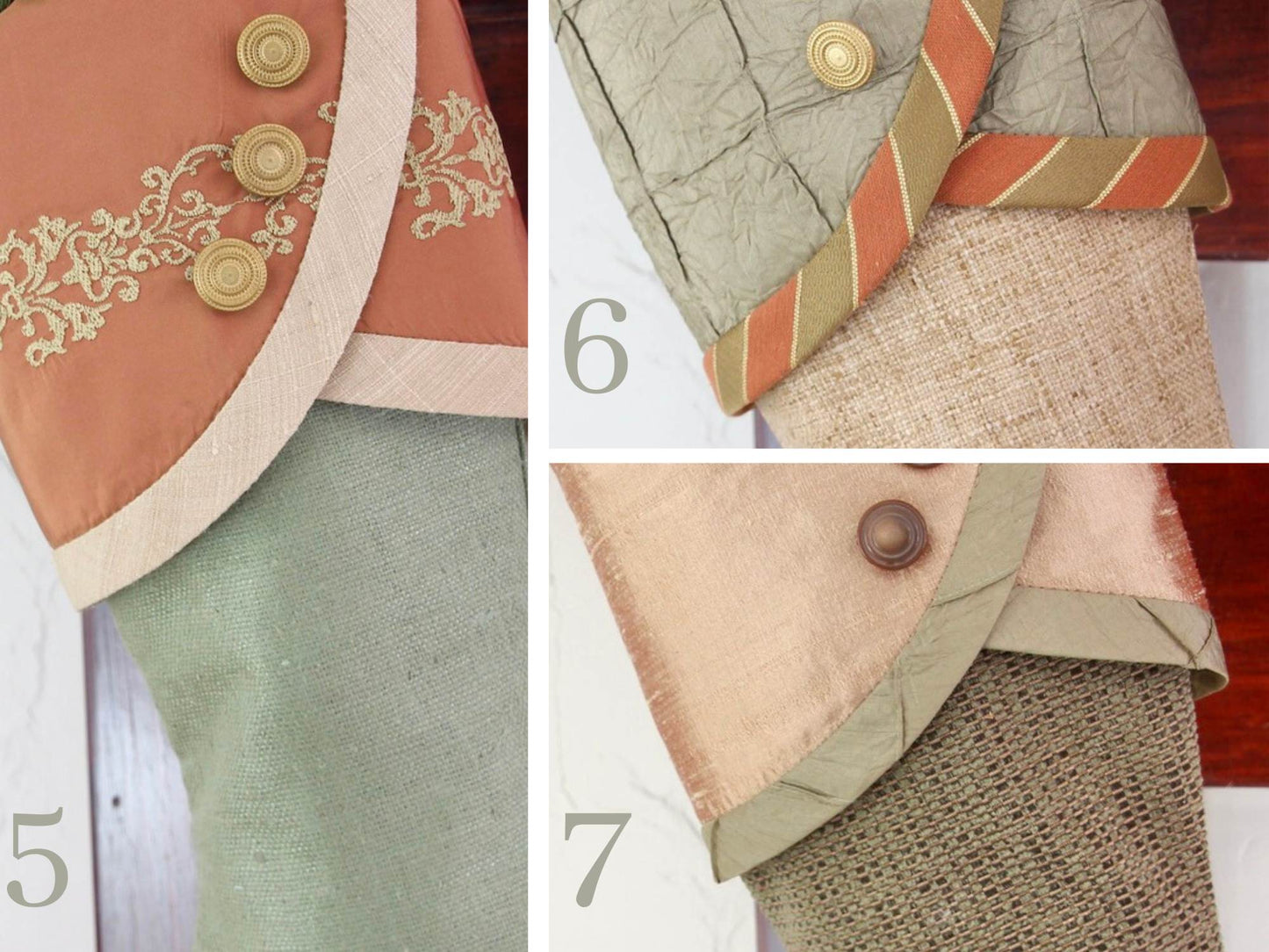 Sage Green and Rose Gold Christmas Stockings — Premium, LIMITED EDITION -- Shipping Included!