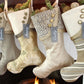 Moss Green, Silver, Gold and Taupe Christmas Stockings — Traditional, Unique, Modern Christmas Stockings --  Shipping Included!