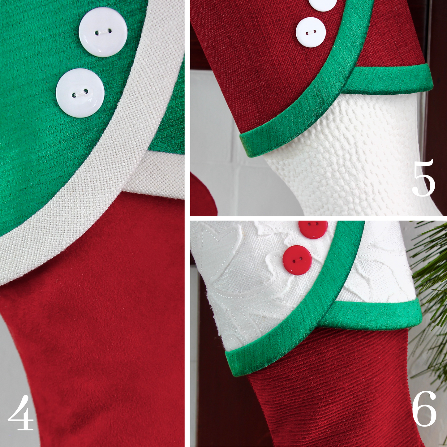 White Stocking Green Cuff | Festive Traditional | Handmade Christmas Stocking