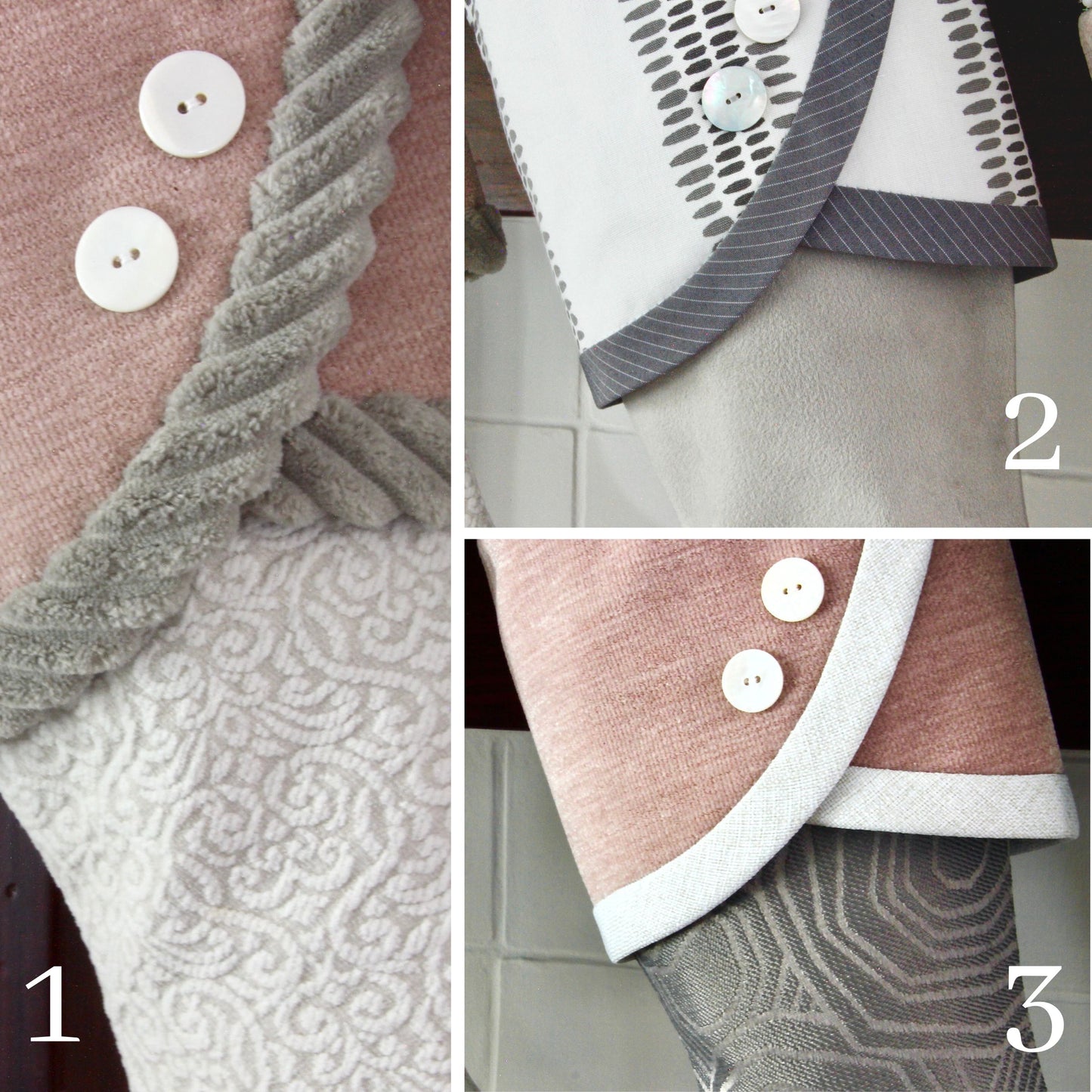 White Stocking Gray Cuff | Grey and Blush | Handmade Christmas Stocking