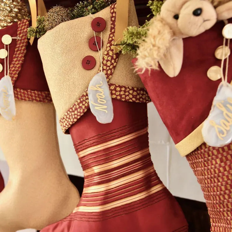 Crimson & Gold Christmas Stockings