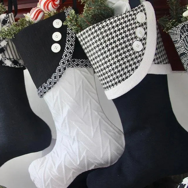 Black and White Modern Christmas Stockings