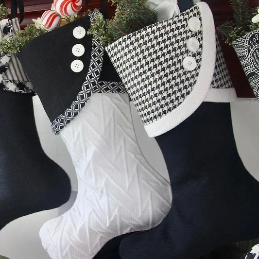 Black and White Modern Christmas Stockings