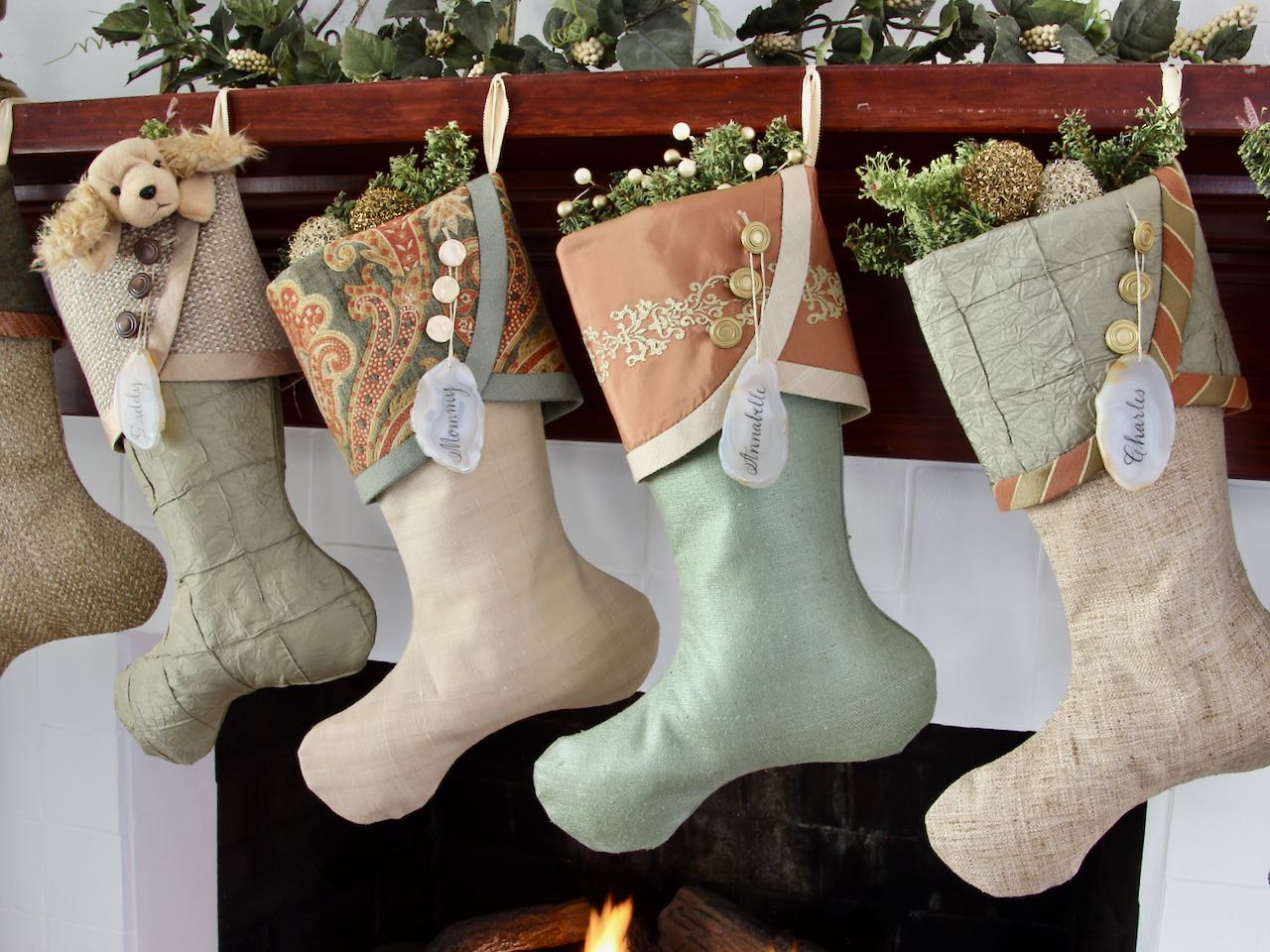 Sage Green and Rose Gold Christmas Stockings — Premium, LIMITED EDITION -- Shipping Included!