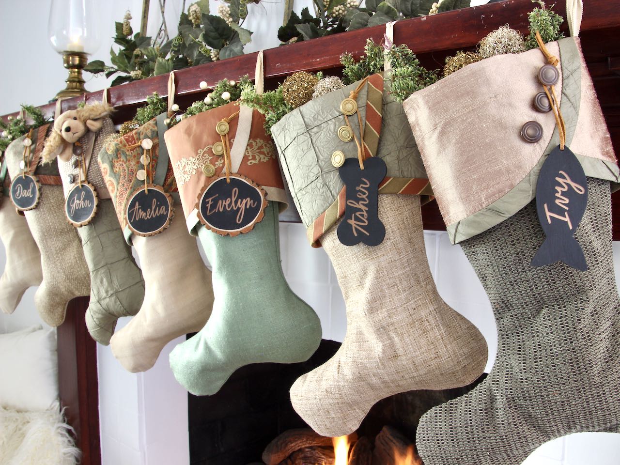 Sage Green and Rose Gold Christmas Stockings — Premium, LIMITED EDITION -- Shipping Included!