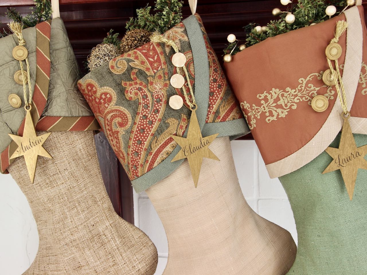 Sage Green and Rose Gold Christmas Stockings — Premium, LIMITED EDITION -- Shipping Included!