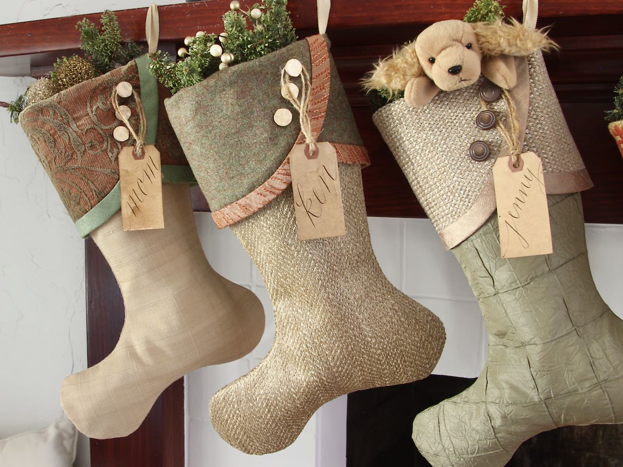 Sage Green and Rose Gold Christmas Stockings — Premium, LIMITED EDITION -- Shipping Included!