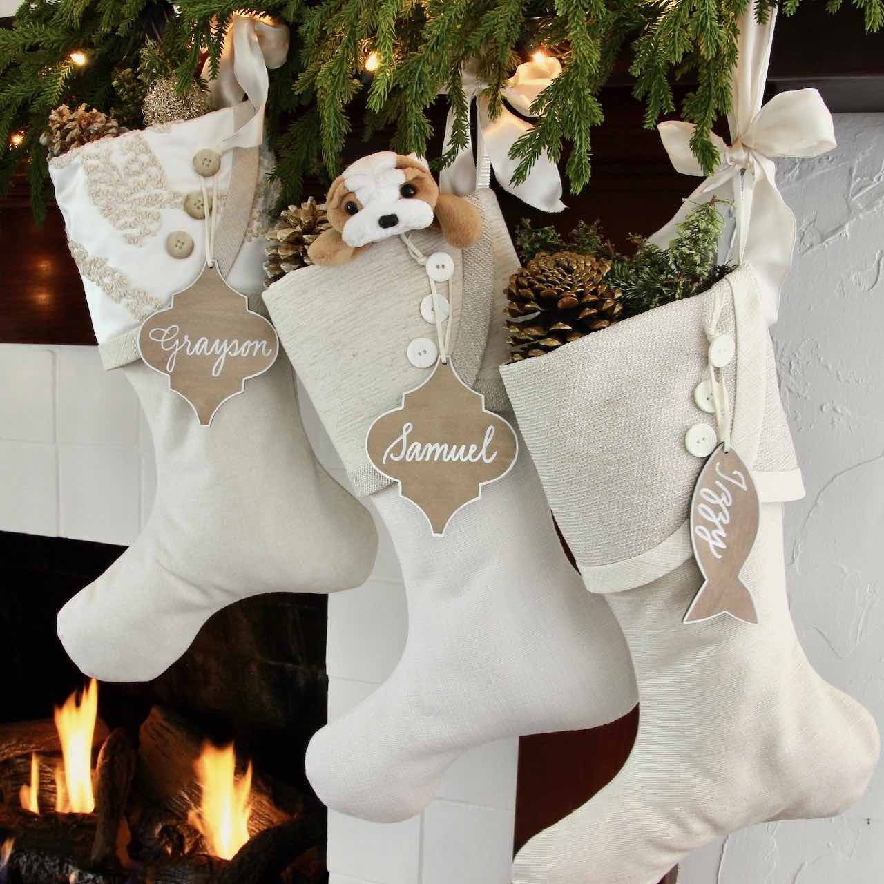 Elegant & Timeless White Christmas Stockings | Handmade Stockings