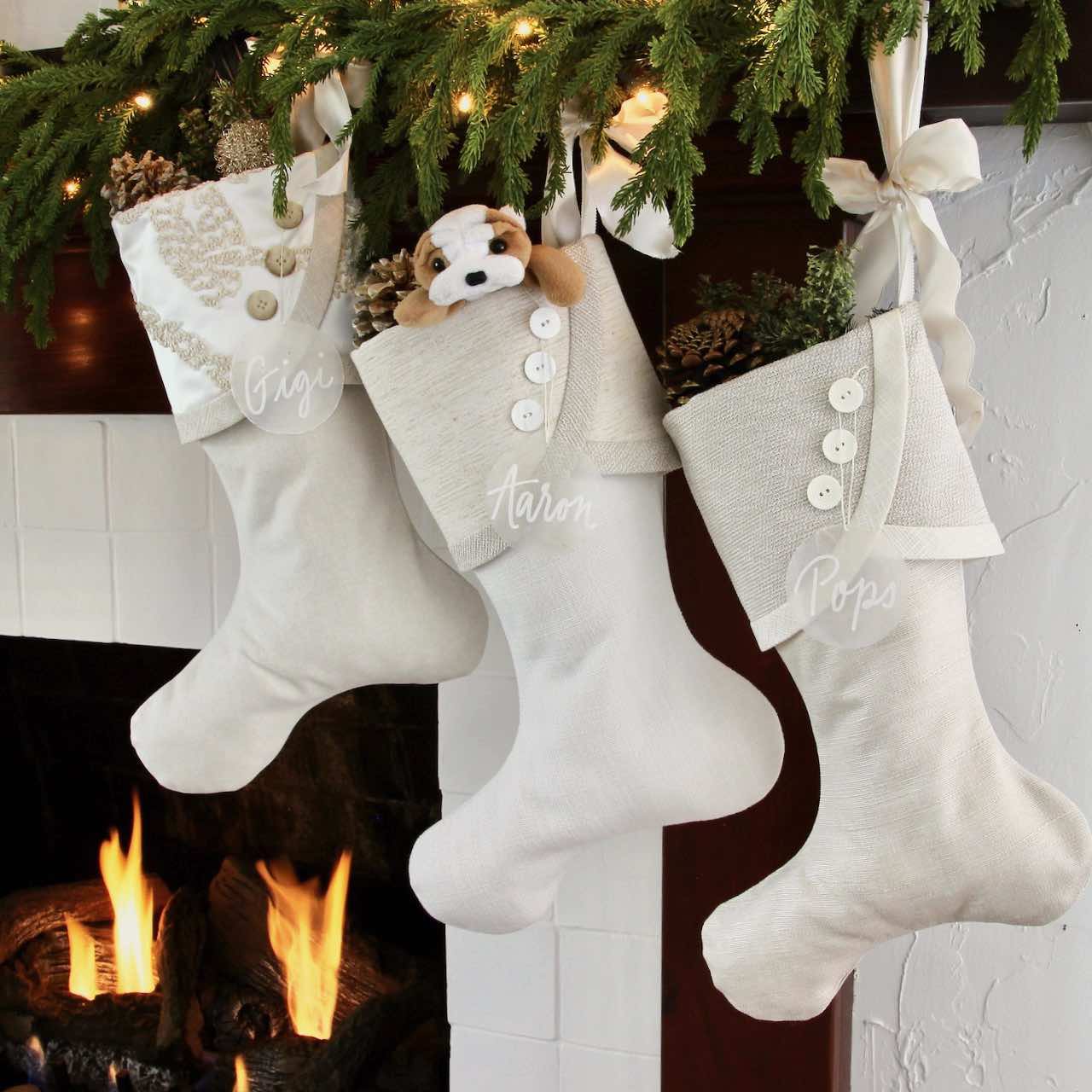 Elegant & Timeless White Christmas Stockings | Handmade Stockings