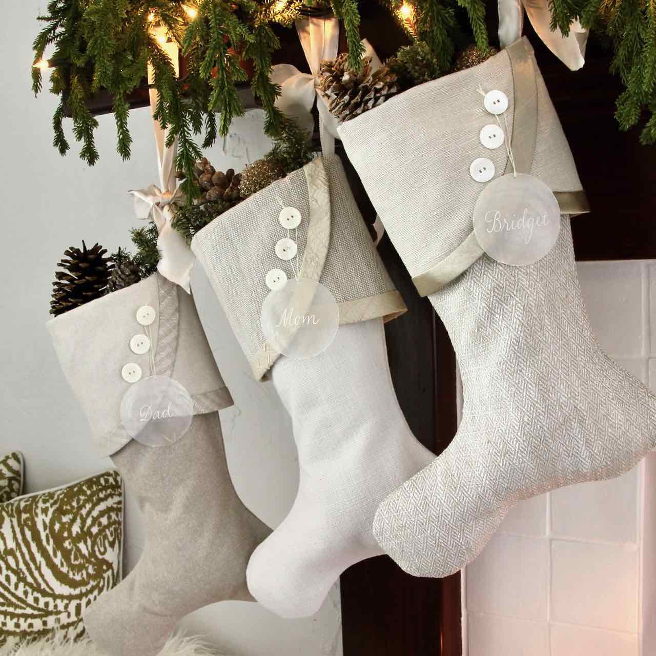 Elegant & Timeless White Christmas Stockings | Handmade Stockings
