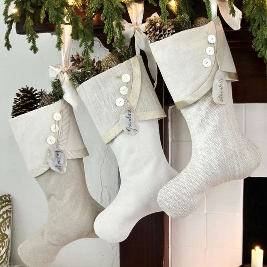 Elegant & Timeless White Christmas Stockings | Handmade Stockings
