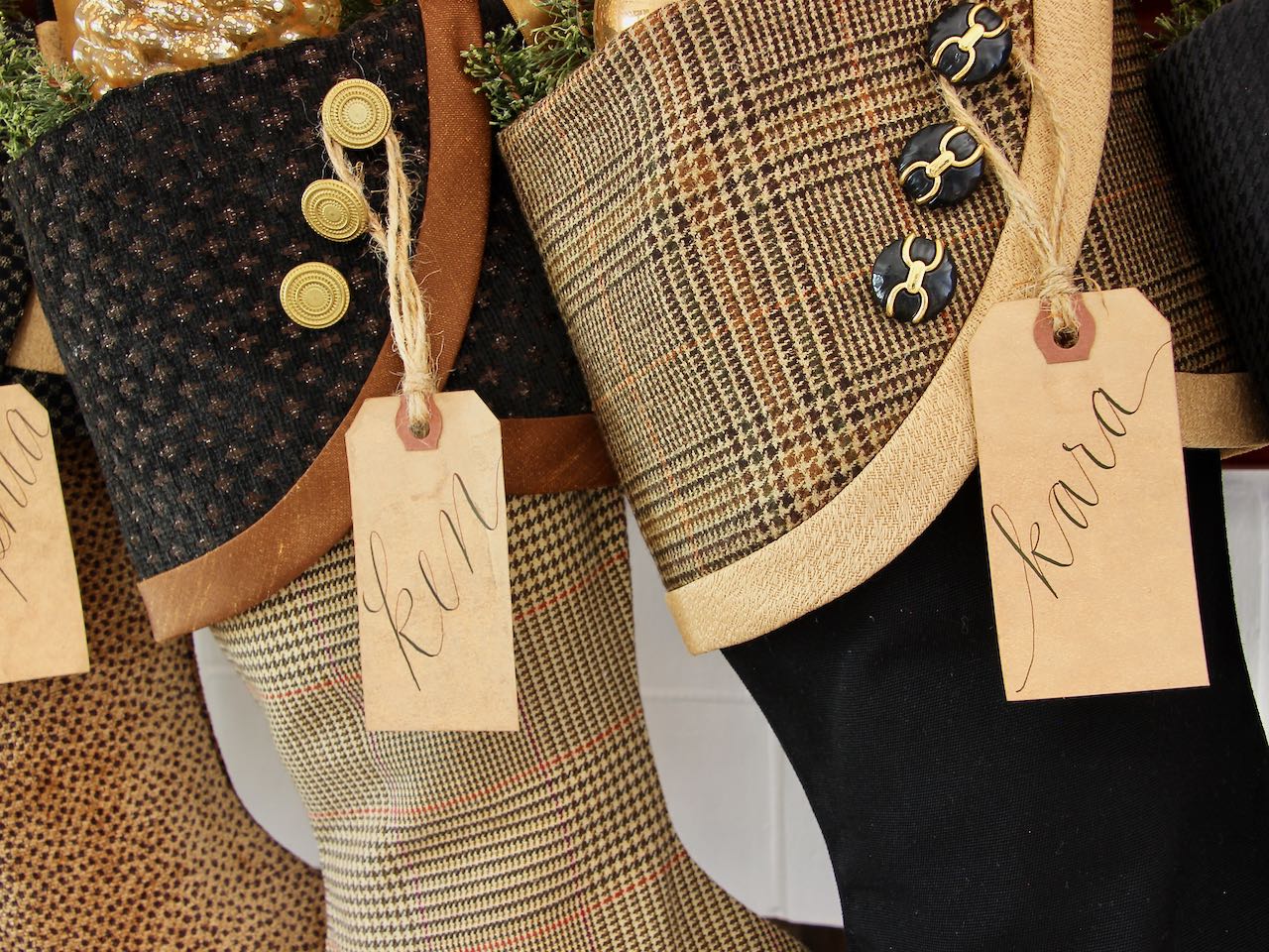 Rich and Sophisticated — Brown, Gold & Black Christmas Stockings — Shipping Included!